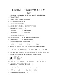 江苏省苏州市陆慕高级中学2020-2021学年高一第二学期3月月考化学试卷