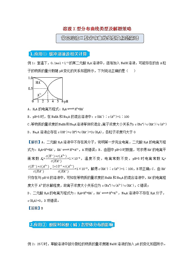 统考版2021届高考化学二轮复习备考提升指导与精练16溶液X型分布曲线类型及解题策略含解析01