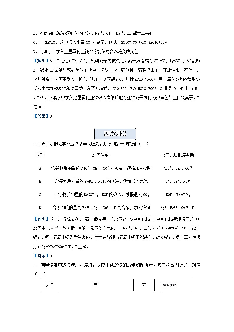 统考版2021届高考化学二轮复习备考提升指导与精练4三种类型的竞争反应含解析03