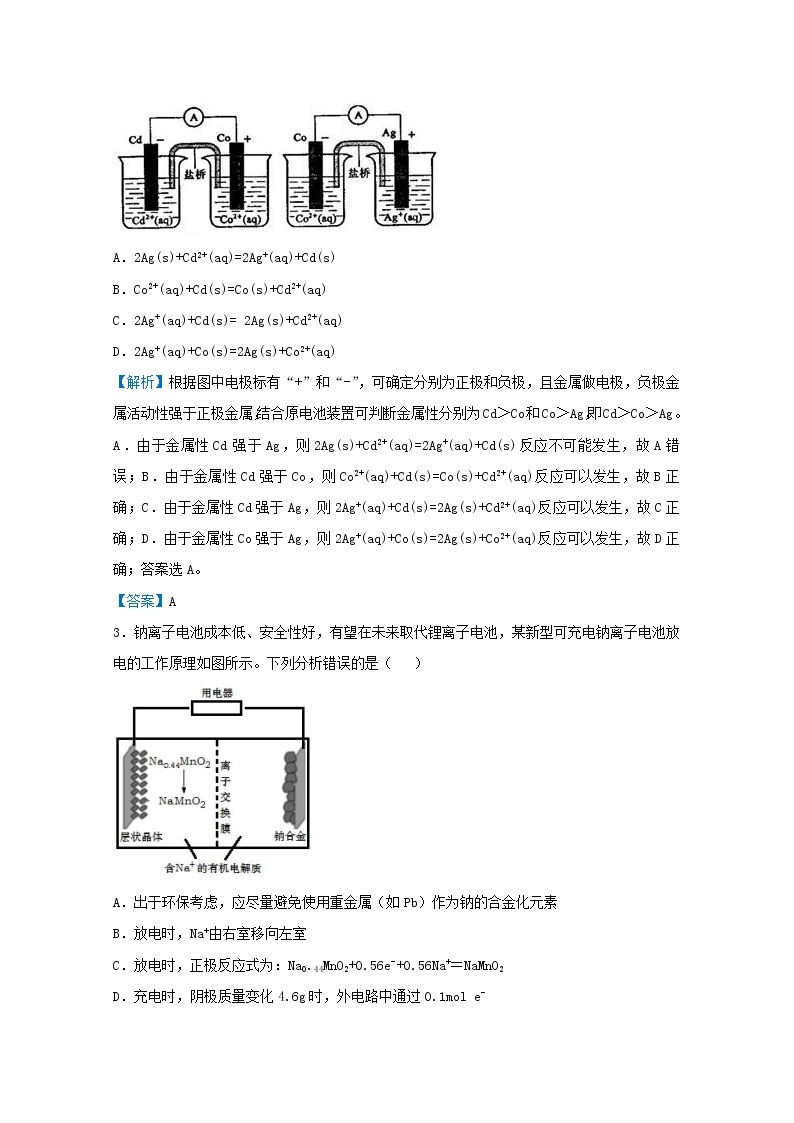 统考版2021届高考化学二轮复习备考提升指导与精练18原电池的电极方程式含解析03