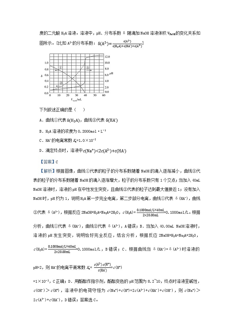 统考版2021届高考化学二轮复习备考小题提升精练14酸碱中和滴定及其应用含解析02