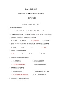 江苏省盐城市伍佑中学2020-2021学年秋学期高一期末考试化学试题（WORD版有答案）