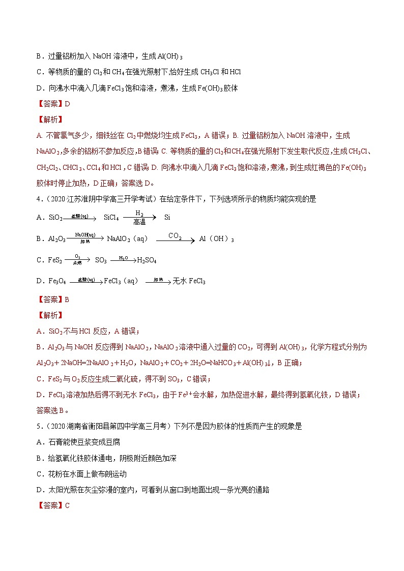 2021高中化学专题练习  考点01 物质的分类和性质 化学用语(解析版)02