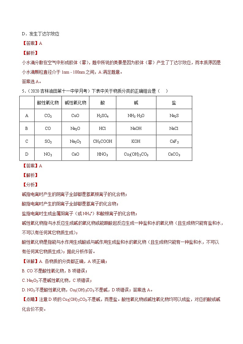 2021高中化学专题练习  考点01 物质的分类和性质 化学用语(解析版)第3页