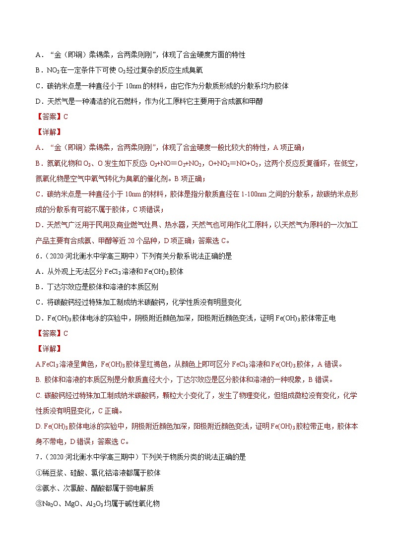 2021高中化学专题练习  考点01 物质的分类和性质 化学用语(解析版)03
