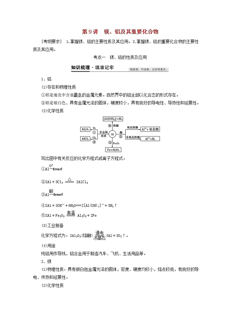 【鲁科版】高考化学一轮复习第9讲镁铝及其重要化合物教案01