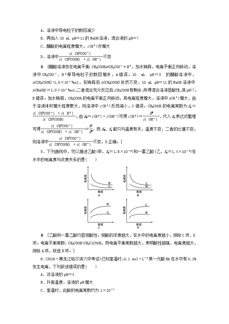 【鲁科版】高考化学一轮复习课时作业25弱电解质的电离平衡（含解析） 练习02