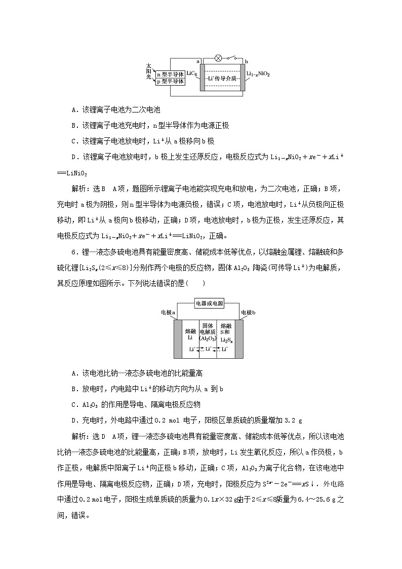 全国版2021届高考化学二轮复习题型检测六电化学含解析03
