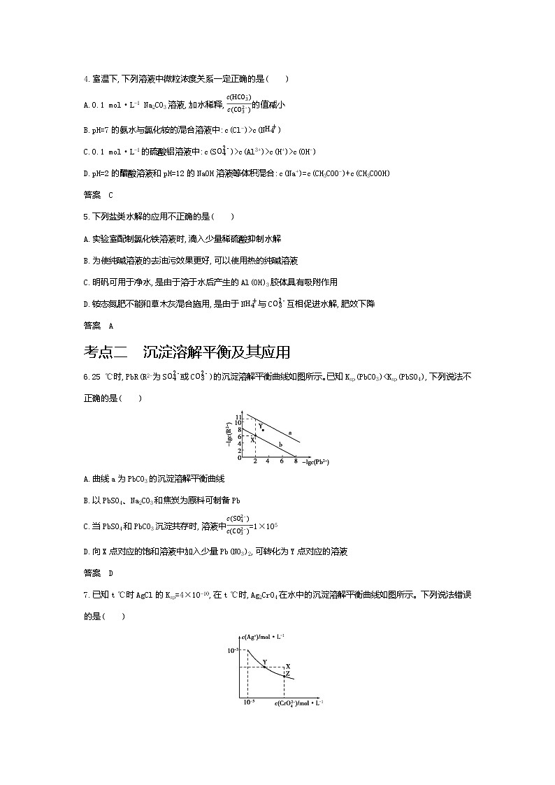 2021高考化学专题讲解   专题九　盐类水解和难溶电解质的溶解平衡（试题部分）03