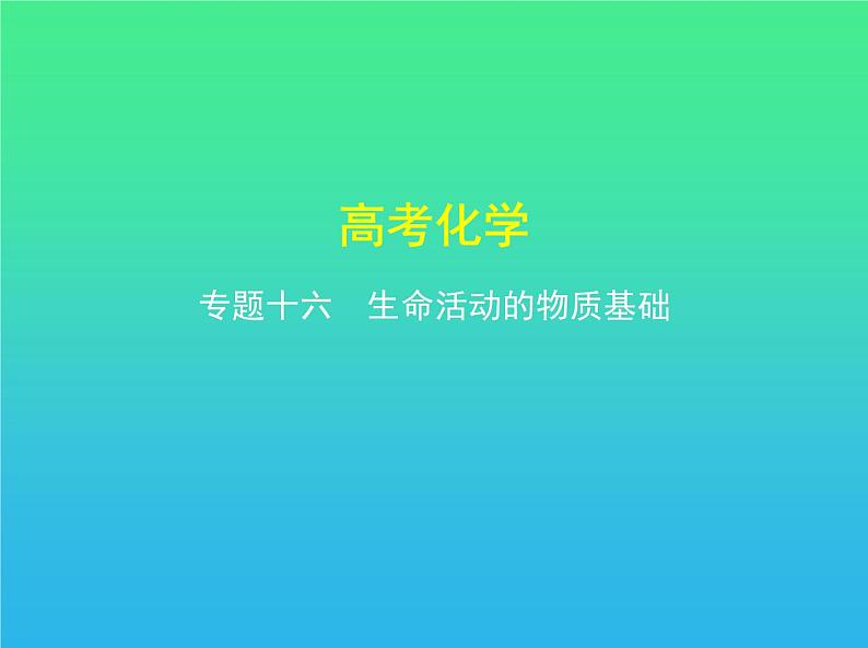 2021高考化学专题讲解   专题十六　生命活动的物质基础（讲解部分）课件01