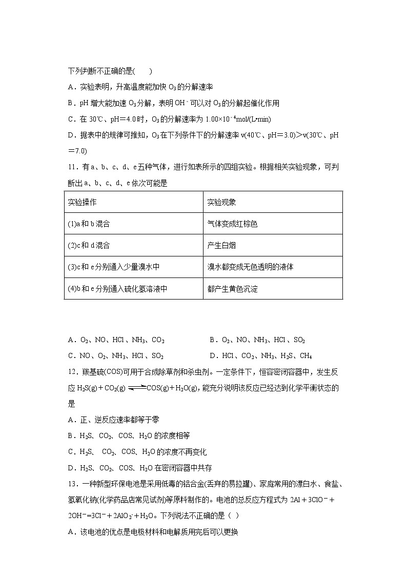 山东省淄博市沂源县2020-2021学年高一下学期期中考试化学试题（word版 含答案）03
