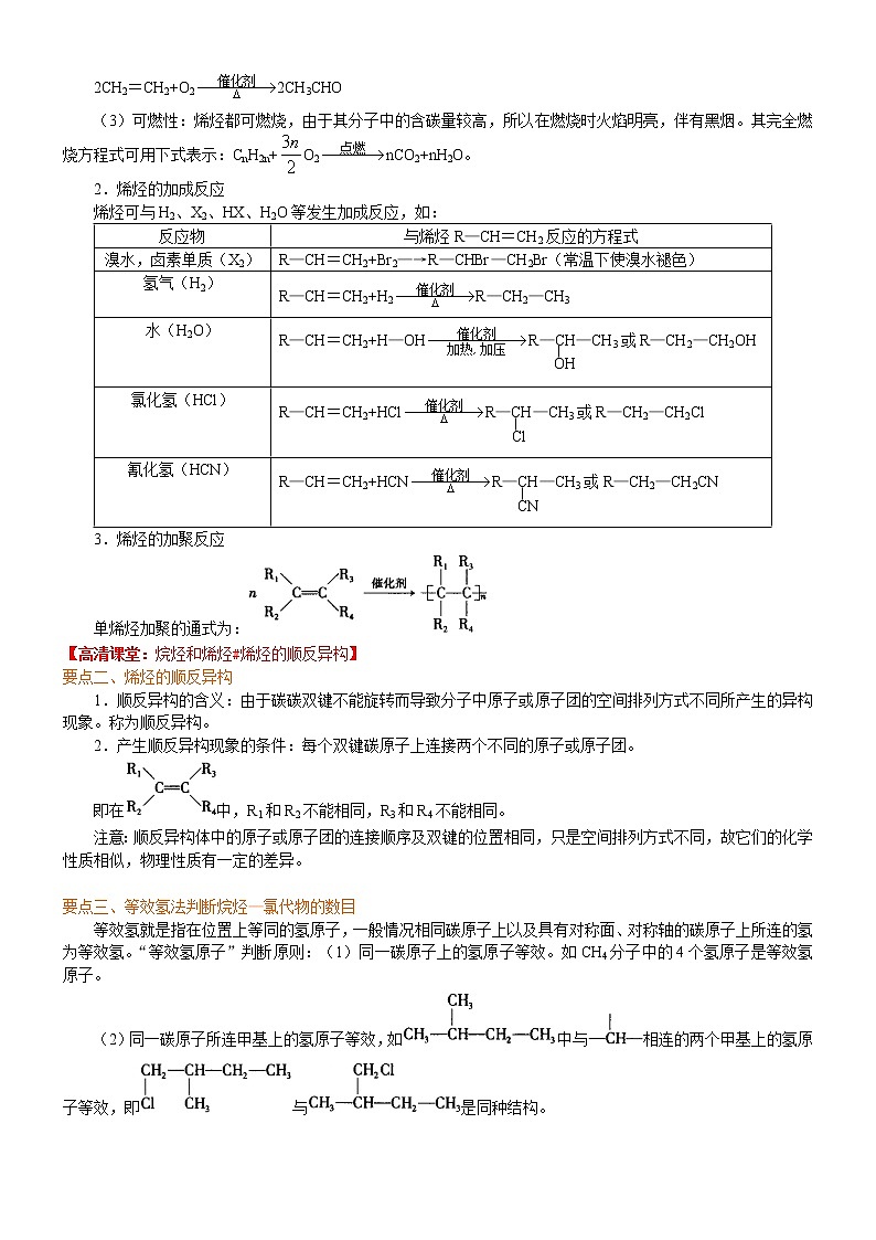 人教版 (新课标)高中化学选修5第二章第1节  脂肪烃（烷烃和烯烃）知识讲解 提高学案第2页