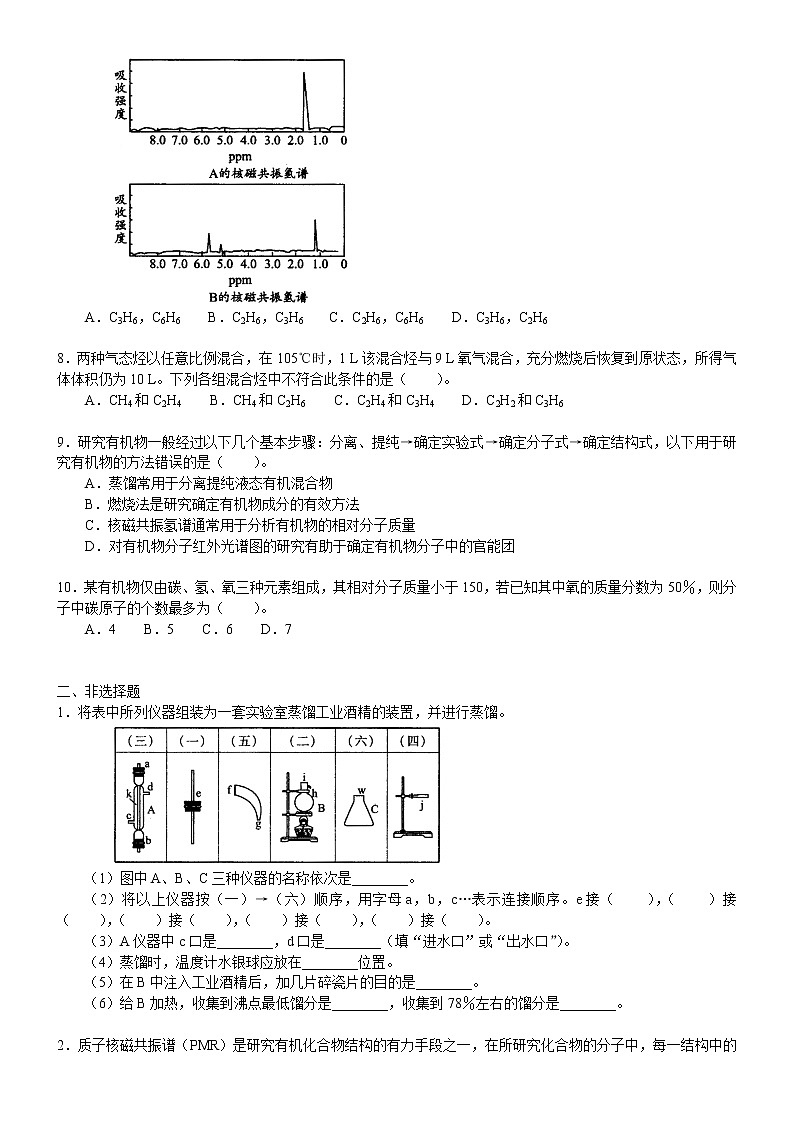 人教版 (新课标)高中化学选修5第一章第4节 研究有机化合物的一般步骤和方法 巩固练习提高（含解析）第2页