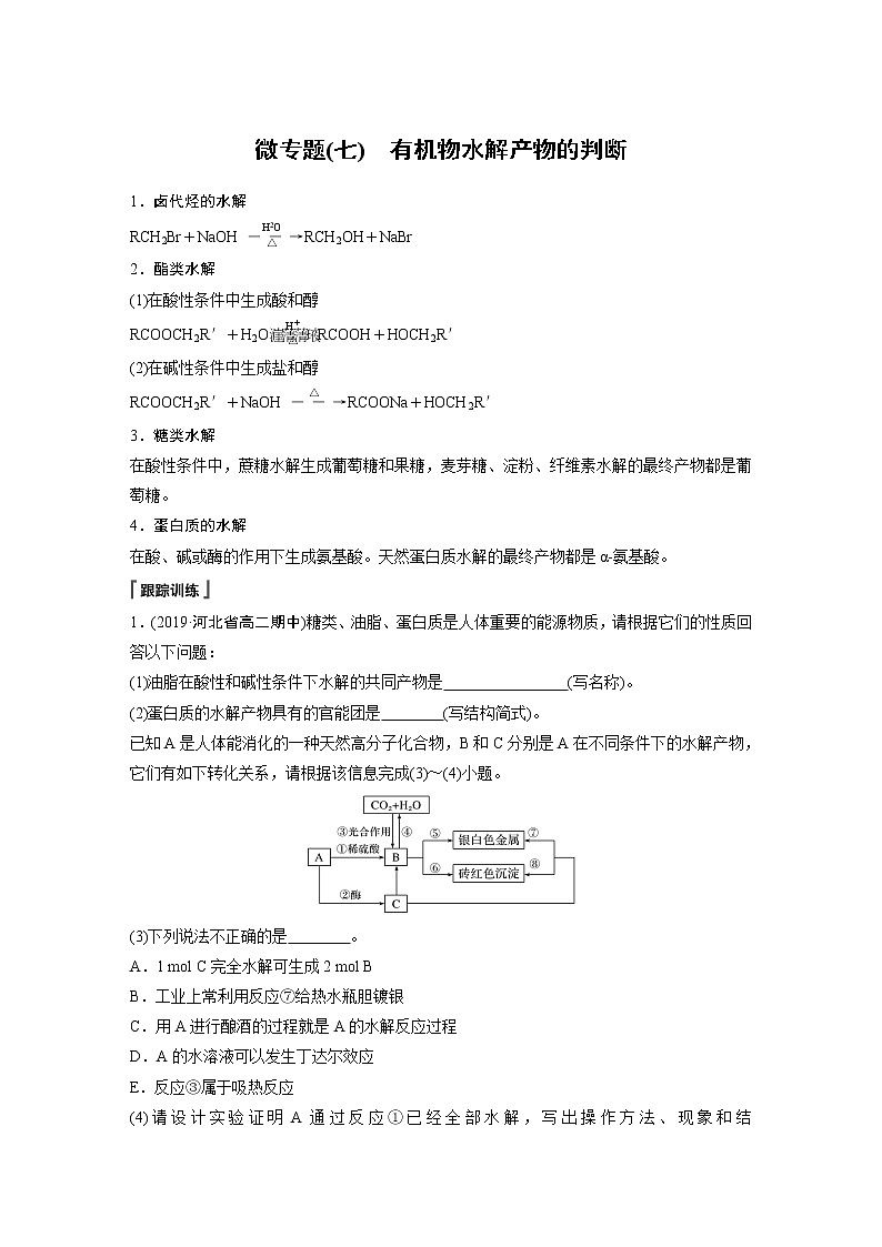 人教版 (2019) 高中化学 选择性必修3 第4章 微专题(七) 有机物水解产物的判断 学案01