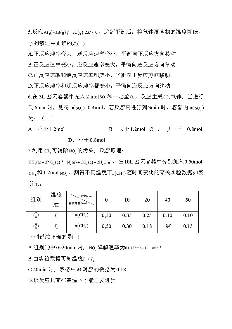 06.2021届高考化学三轮考点突破训练  化学平衡02