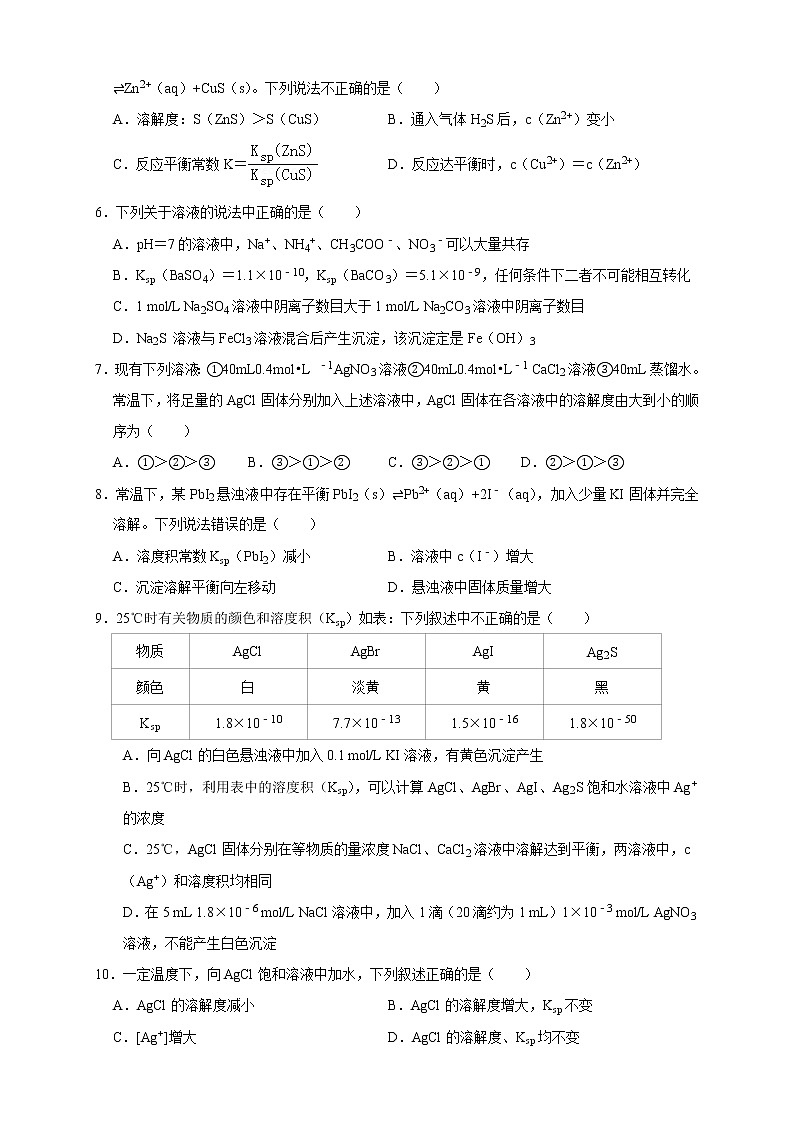 3.4.2  沉淀溶解平衡的应用 练习（原卷版）02