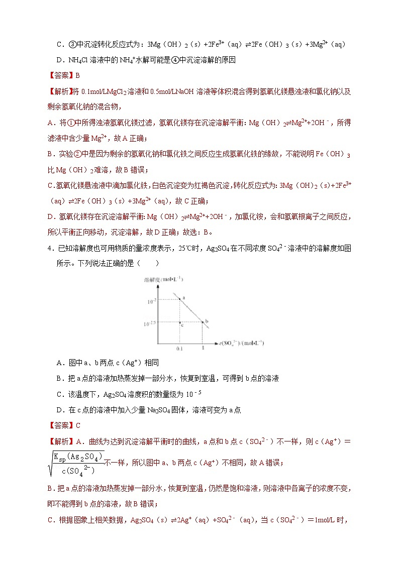 3.4.1  难溶电解质的沉淀溶解平衡 练习（解析版）02