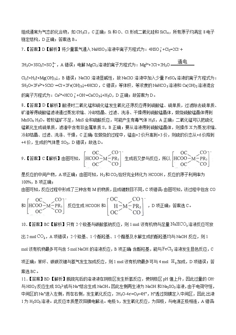 2021衡水名校联盟年高考押题预测卷-化学02