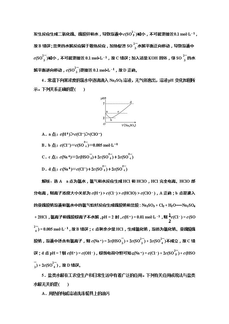 课时跟踪检测(三十五)　盐类的水解及应用(基础课)第2页