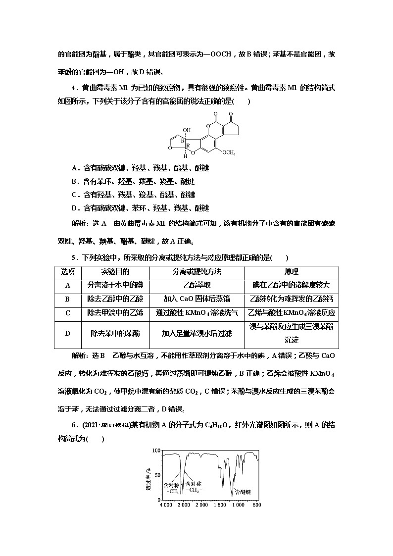 课时跟踪检测(四十八)　认识有机化合物(基础课)02