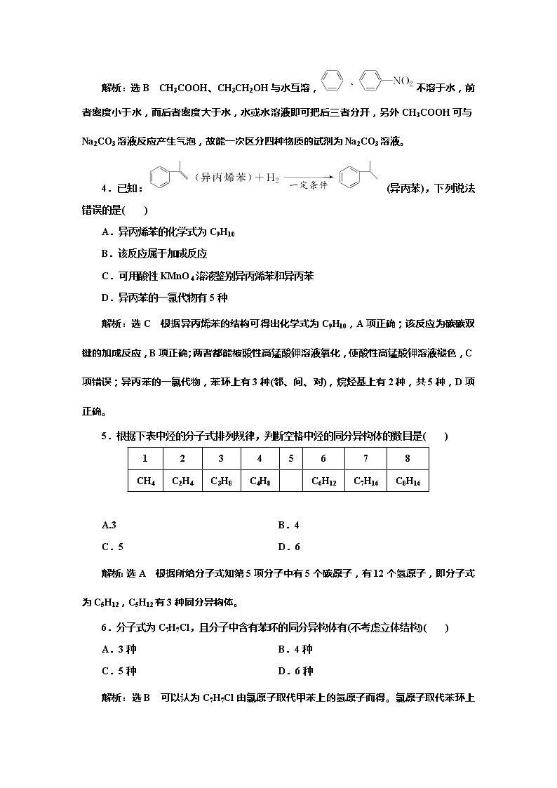 课时跟踪检测(四十一)　有机物的结构与性质(实践课)02