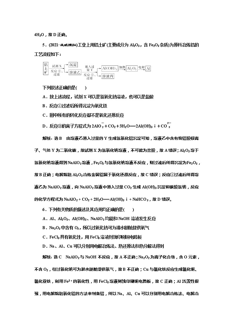 课时跟踪检测(十二)　金属材料与金属矿物的开发利用(基础课)第3页