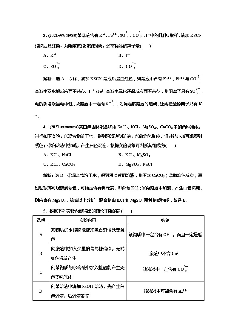 课时跟踪检测(六)　离子反应的综合应用(应用课)02