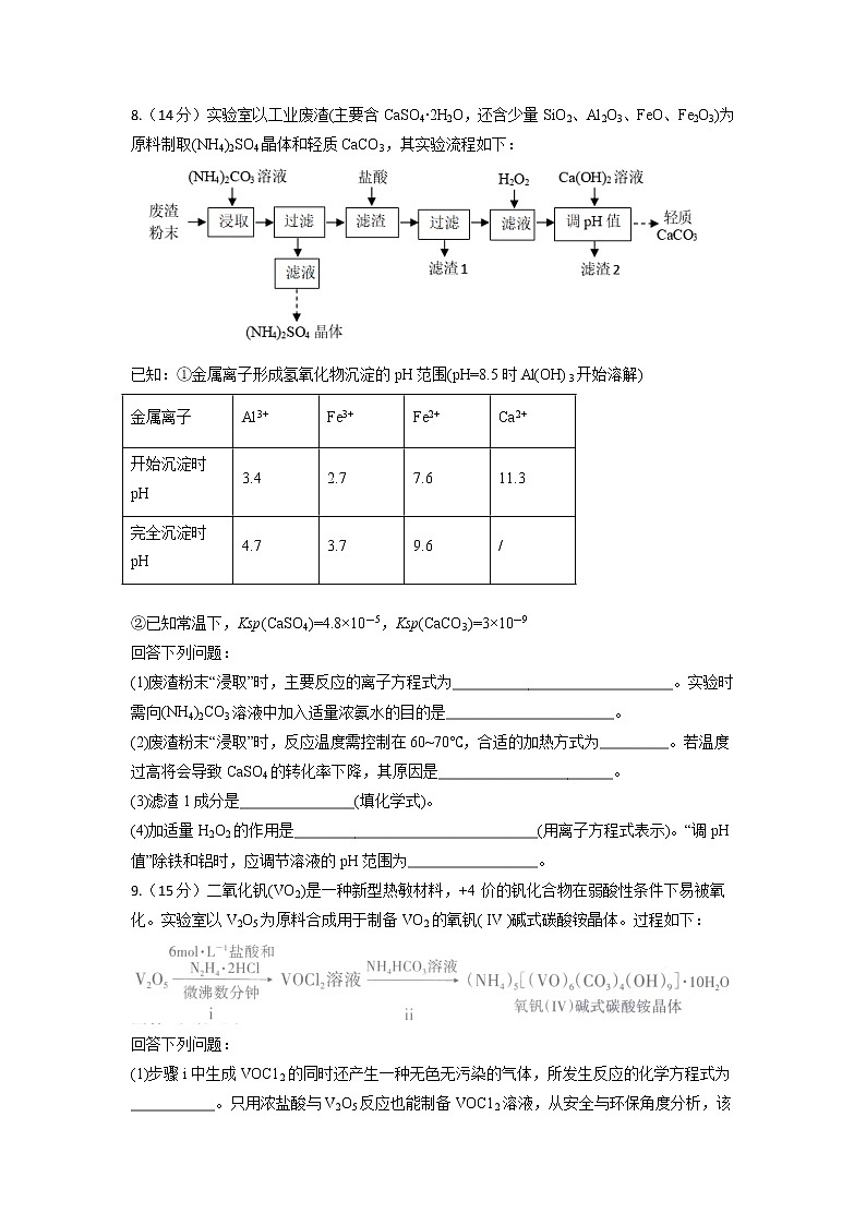 2021届安徽省滁州市定远县育才学校高三下学期4月周测（19日）化学试题第3页