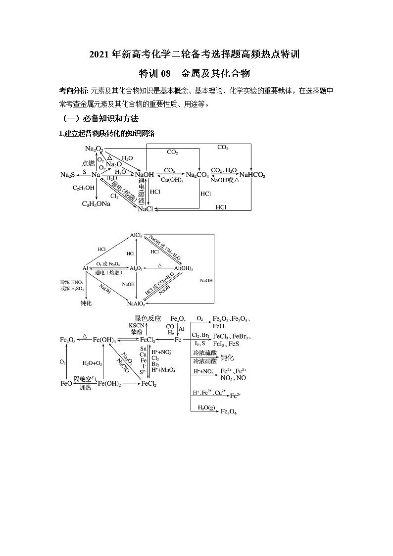 2021年新高考化学二轮备考选择题高频热点专项突破--专项突破08 金属及其化合物01