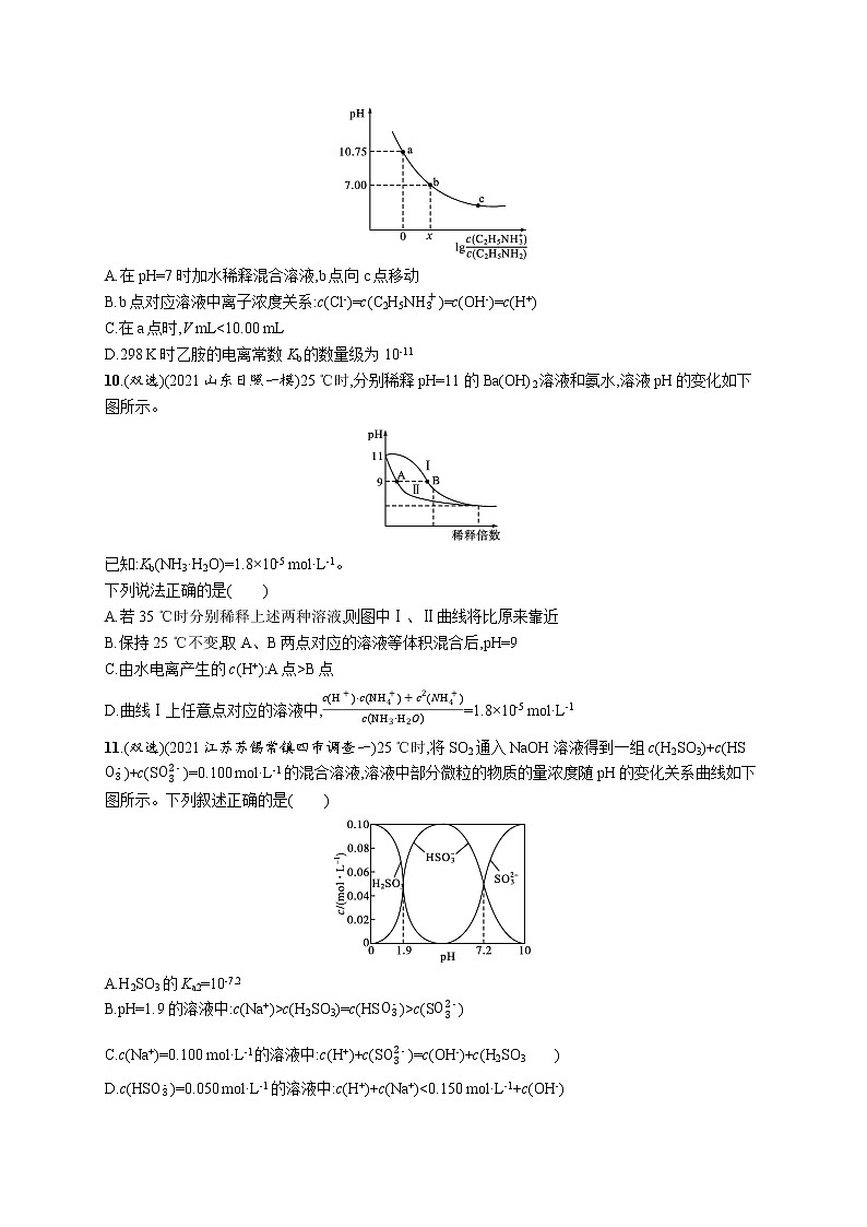 2022届高考化学一轮复习同步练习：电离平衡第3页