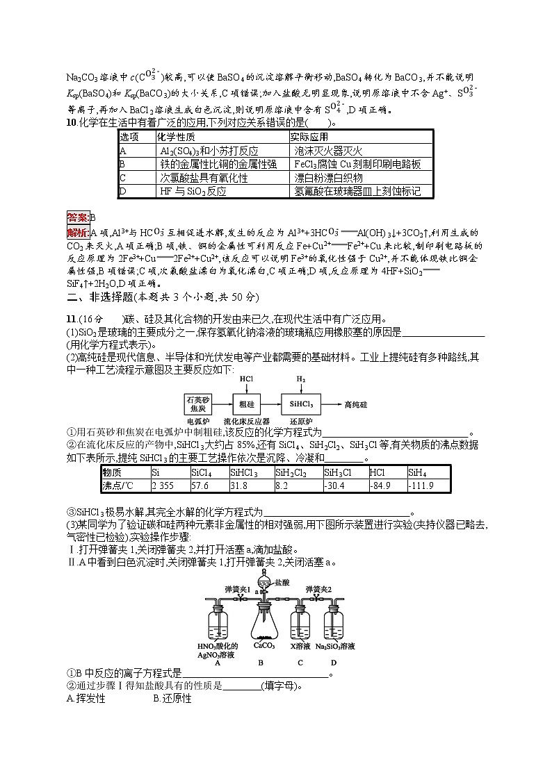2022届高考大一轮复习化学单元质检卷4非金属及其化合物03