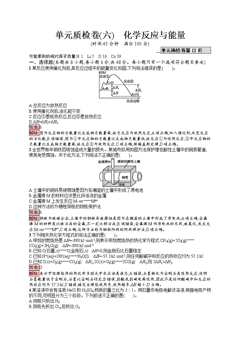 2022届高考大一轮复习化学单元质检卷6化学反应与能量01