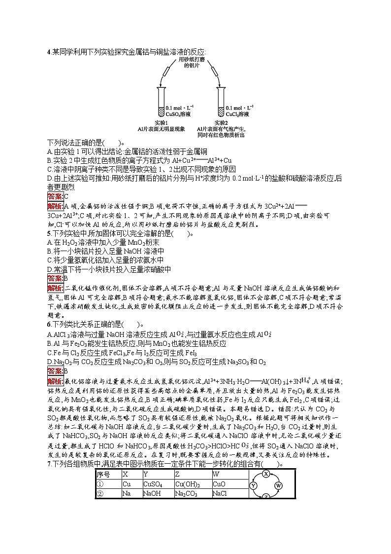 2022届高考大一轮复习化学单元质检卷3金属及其化合物第2页