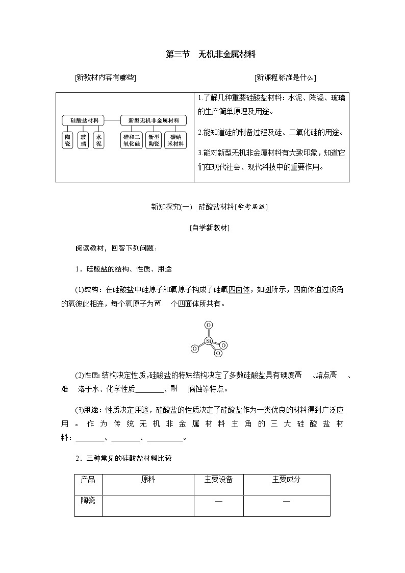 第五章 化工生产中的重要非金属元素 第三节无机非金属材料 - 学生版 教案01