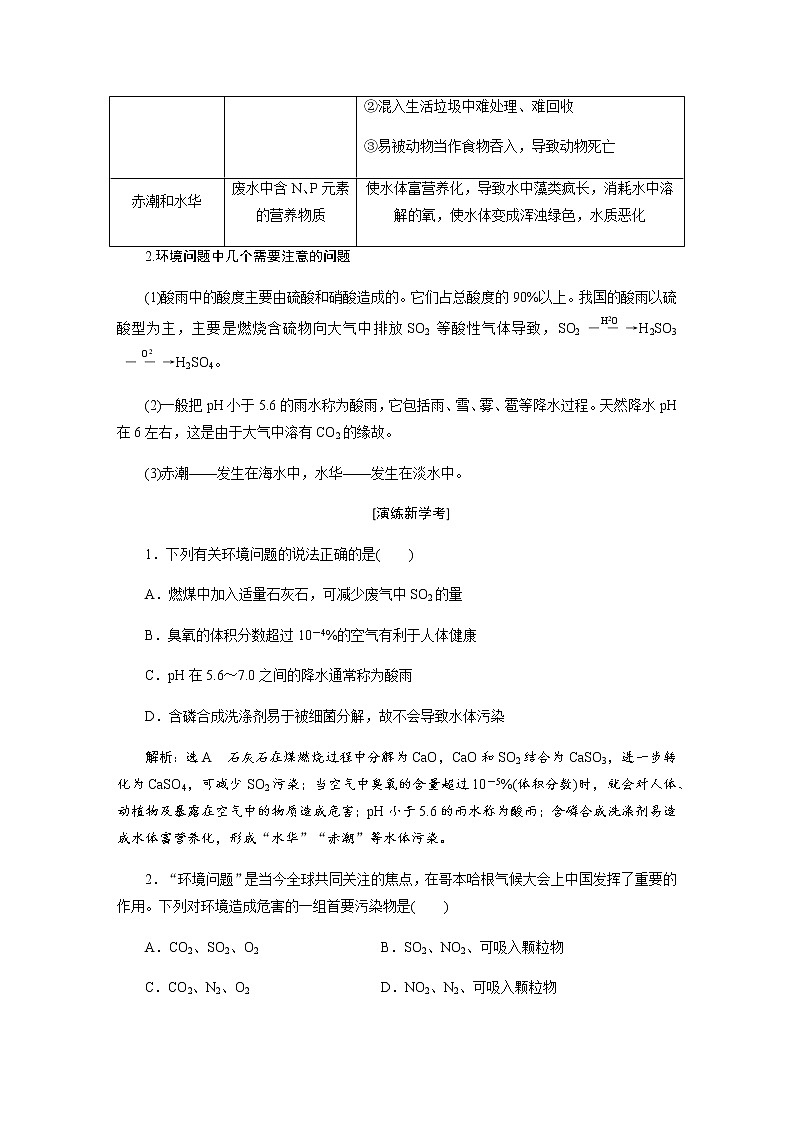 第八章 化学与可持续发展 第三节环境保护与绿色化学 教案03