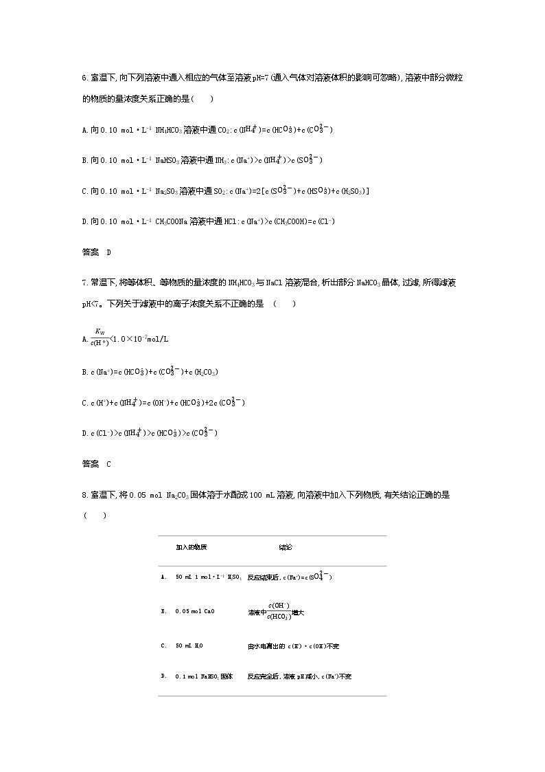 2021届高三高考化学一轮复习  专题九　盐类水解和难溶电解质的溶解平衡（分考点练习）第3页