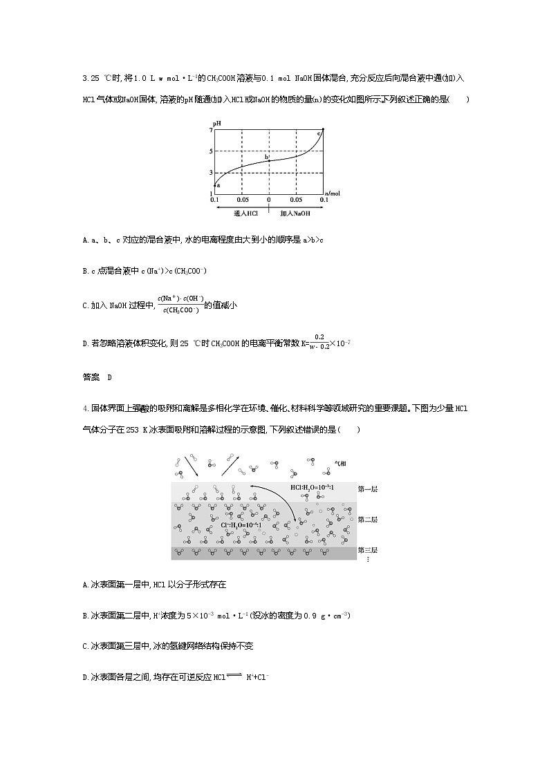 2021届高三高考化学一轮复习  专题八　弱电解质的电离平衡和溶液的酸碱性(分考点练习)第2页