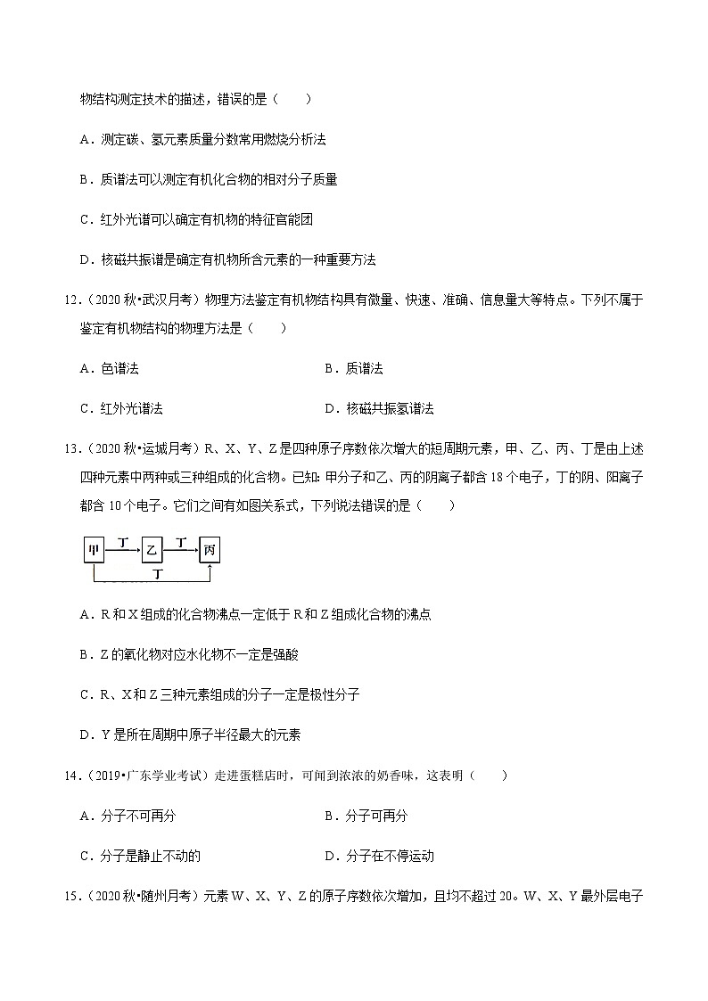 2021年新高考化学各地模拟题精细分类汇编   第8讲 物质结构（一轮二轮通用）03