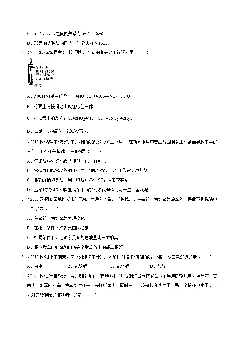 2021年新高考化学各地模拟题精细分类汇编   第14讲 卤族与氮族及其应用（二）（一轮二轮通用）02