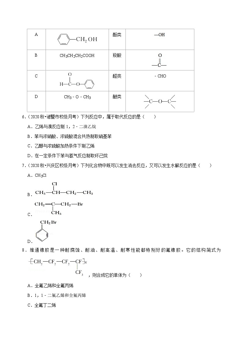 2021年新高考化学各地模拟题精细分类汇编   第18讲 烃（一）（一轮二轮通用）02