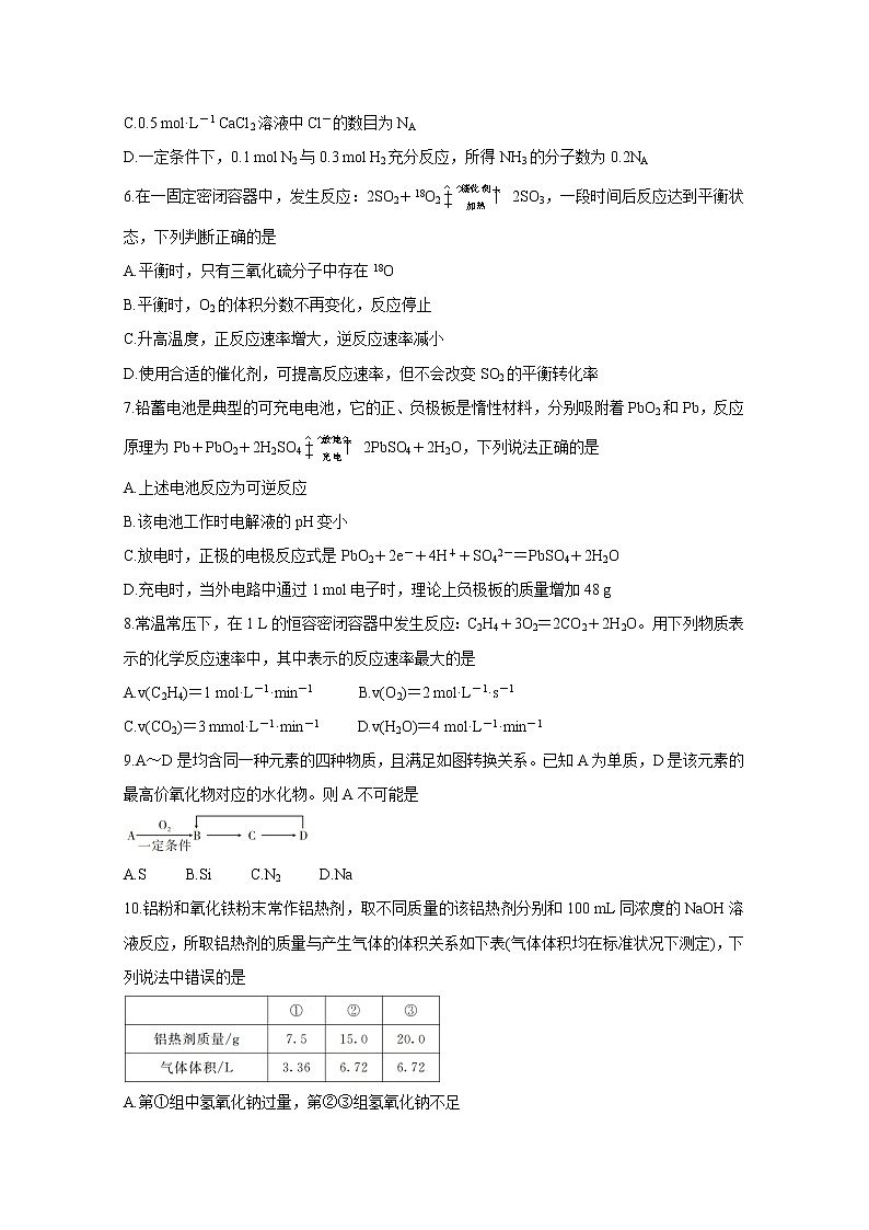 湖南省三湘名校教育联盟2020-2021学年高一下学期期中联考试题+化学+答案02
