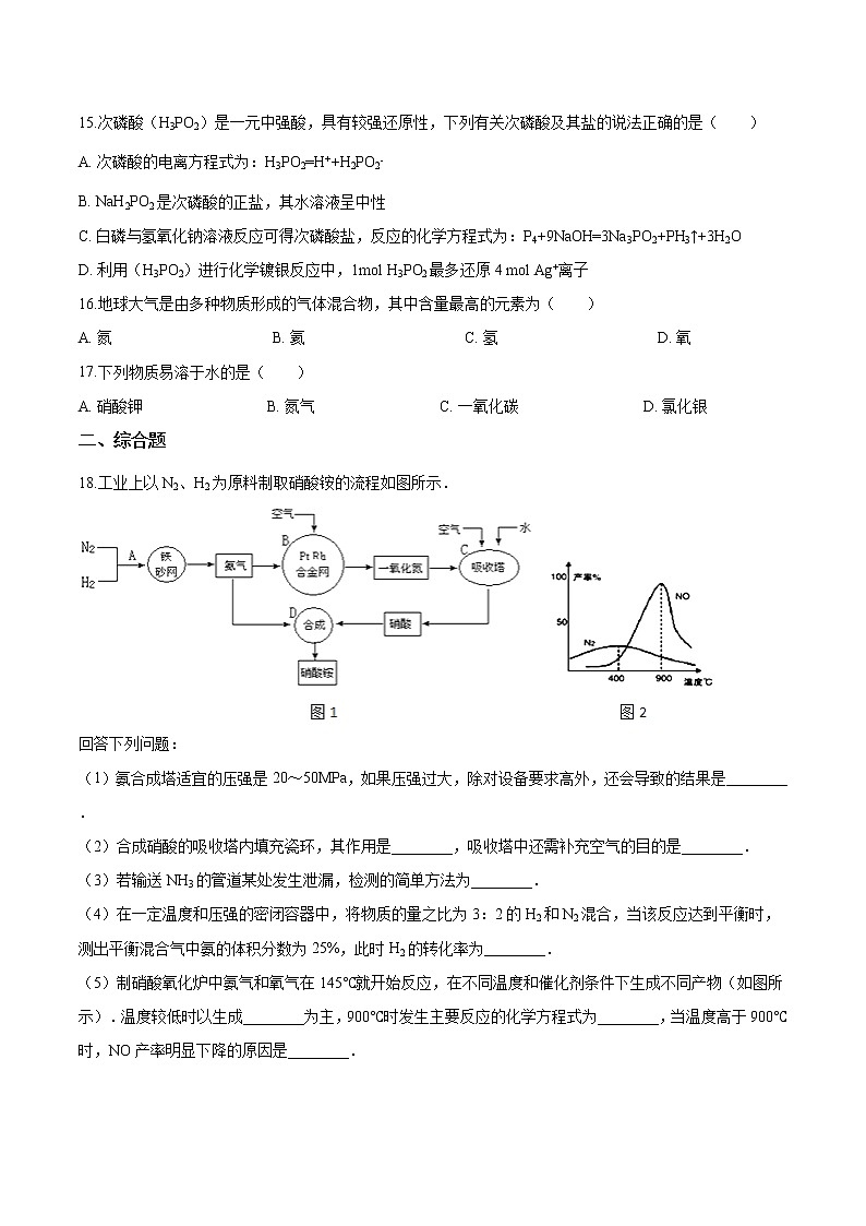 苏科版（2019）高中化学必修第二册第七章氮与社会可持续发展-第一单元氮的固定同步练习03