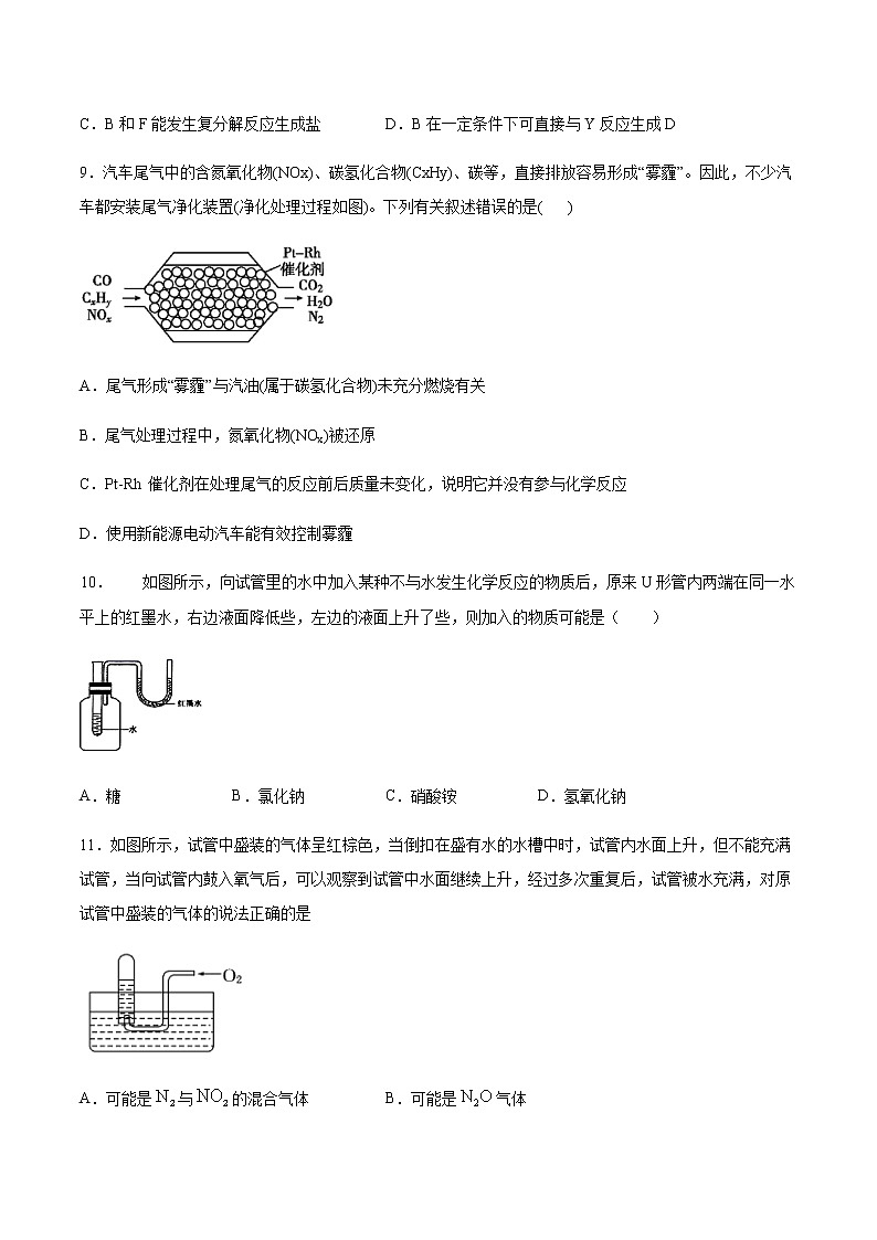 苏科版（2019）高中化学必修第二册专题7氮与社会可持续发展第三单元含氮化合物的合理使用跟踪训练03