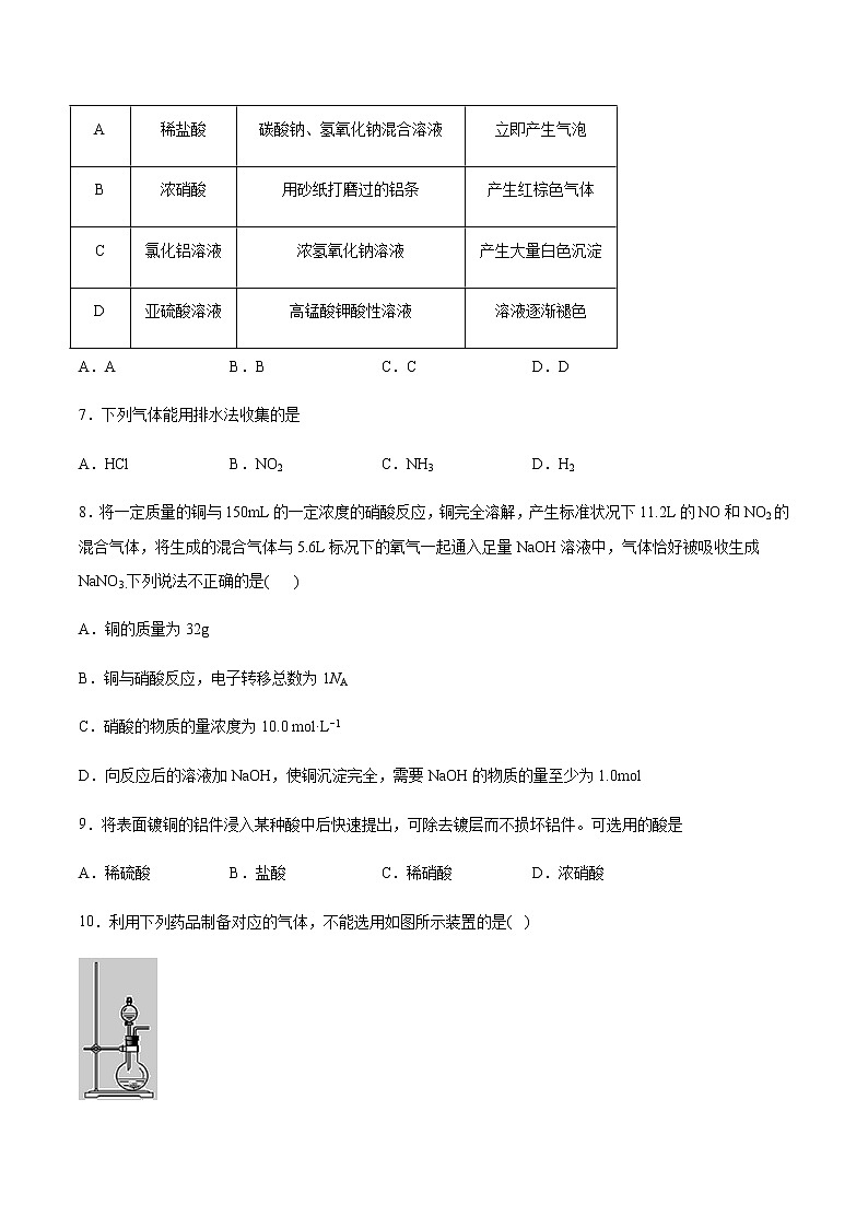 苏科版（2019）高中化学必修第二册专题七氨与社会可持续发展第二单元重要的含氮化工原料课后练习02