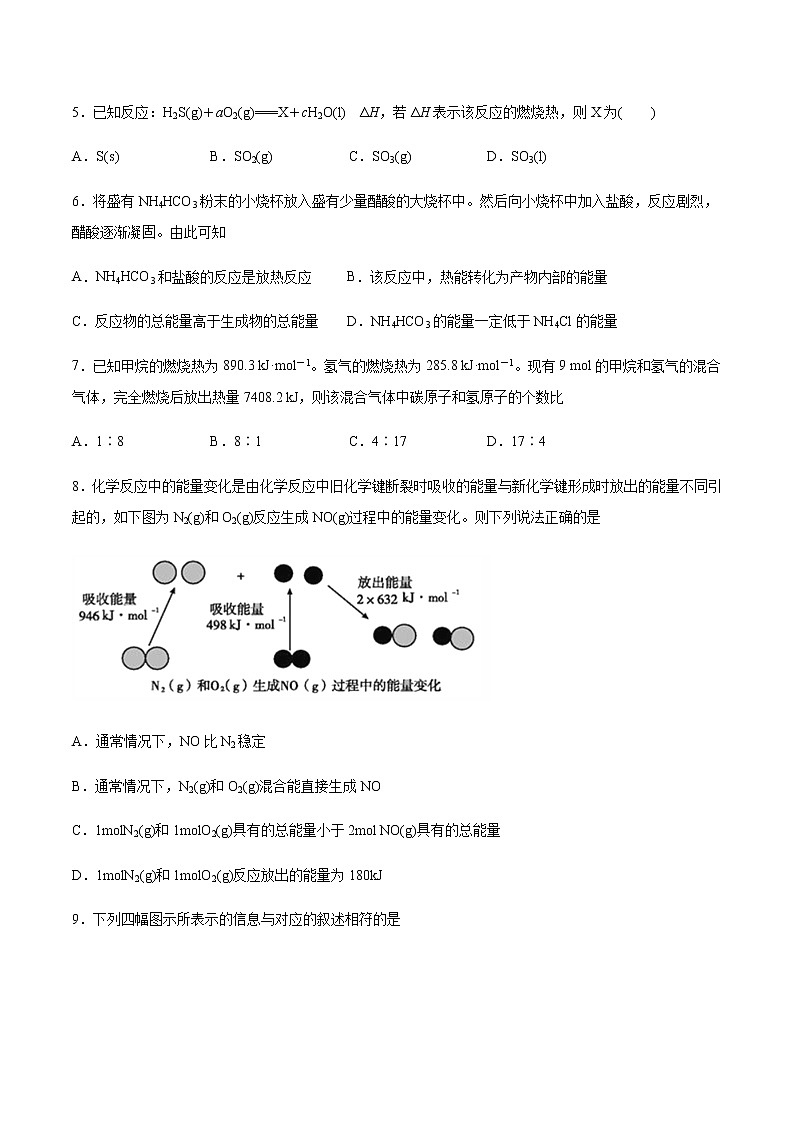 苏科版（2019）高中化学必修第二册专题六化学反应与能量变化第二单元化学反应中的热课时练习02