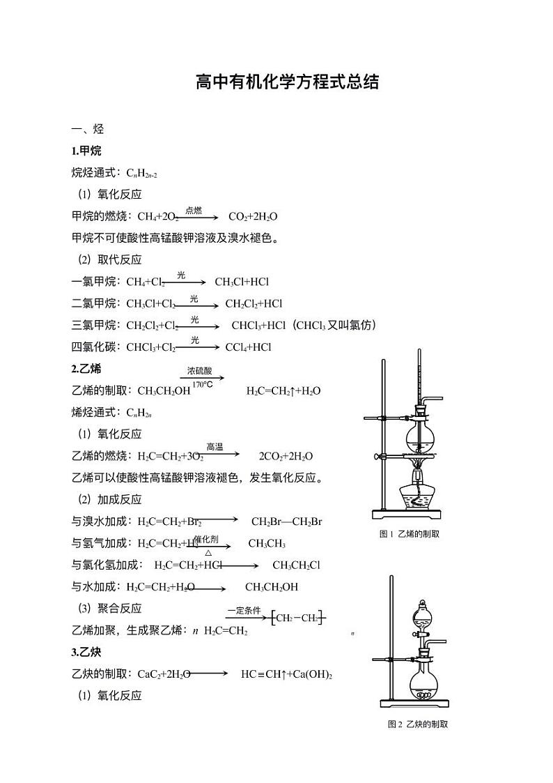 高中有机化学方程式总结第1页