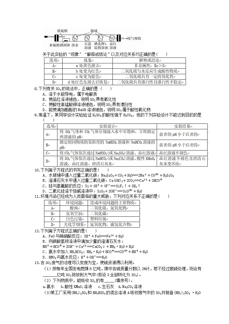 2021年高考化学三轮冲刺《非金属及其化合物》练习二（含答案）02