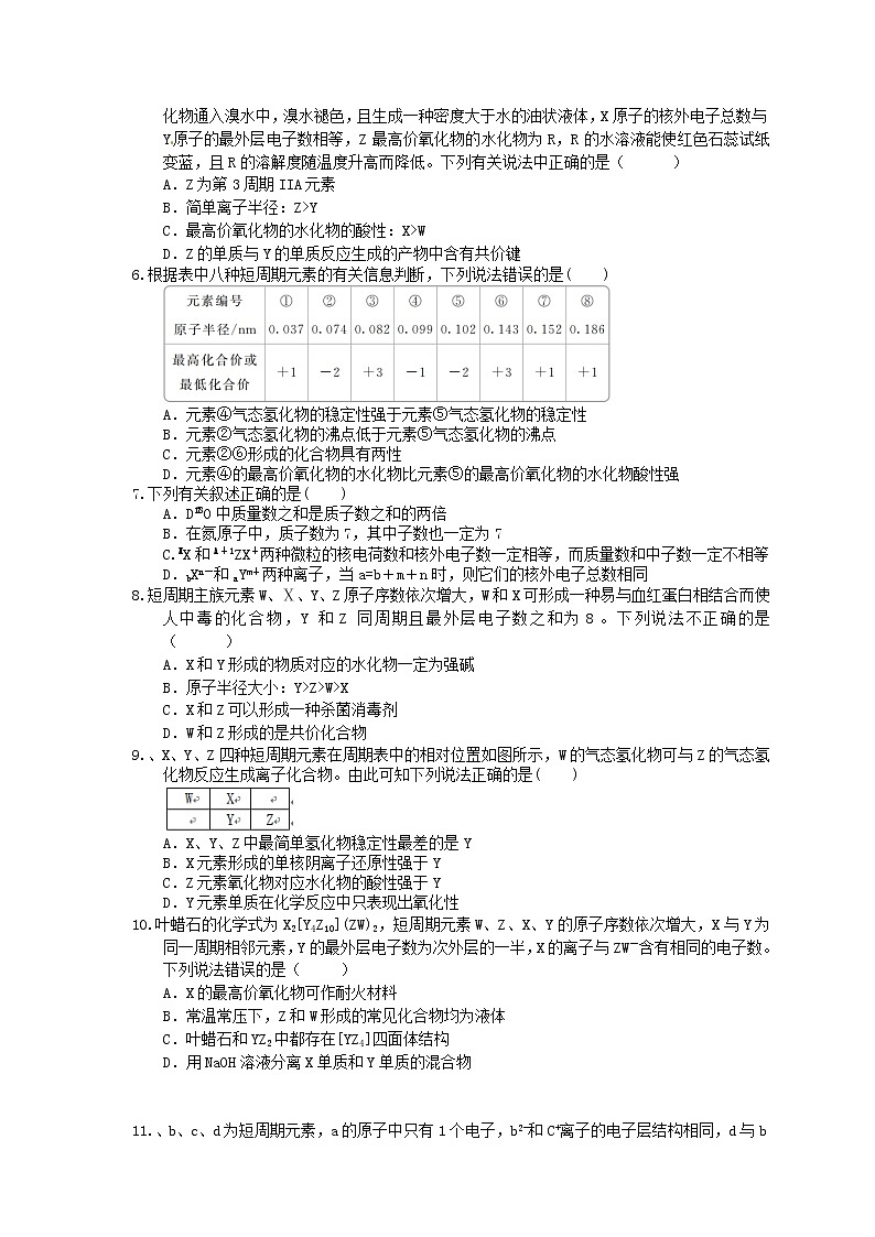 2021年高考化学三轮冲刺《元素周期律与元素周期表》练习二（含答案）02