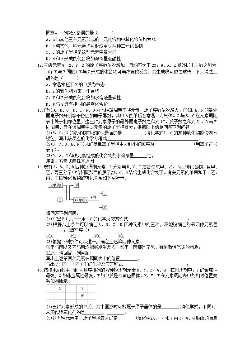 2021年高考化学三轮冲刺《元素周期律与元素周期表》练习二（含答案）03