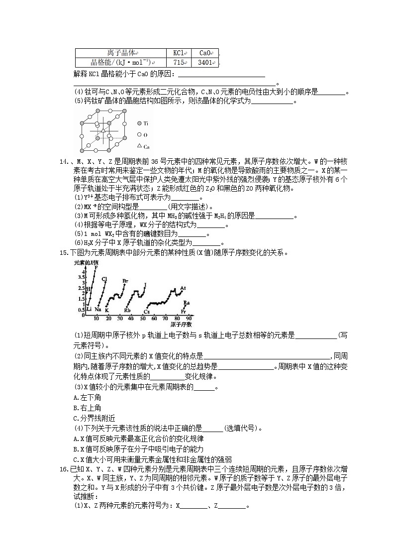 2021年高考化学三轮冲刺《物质的结构与性质》练习一（含答案）03